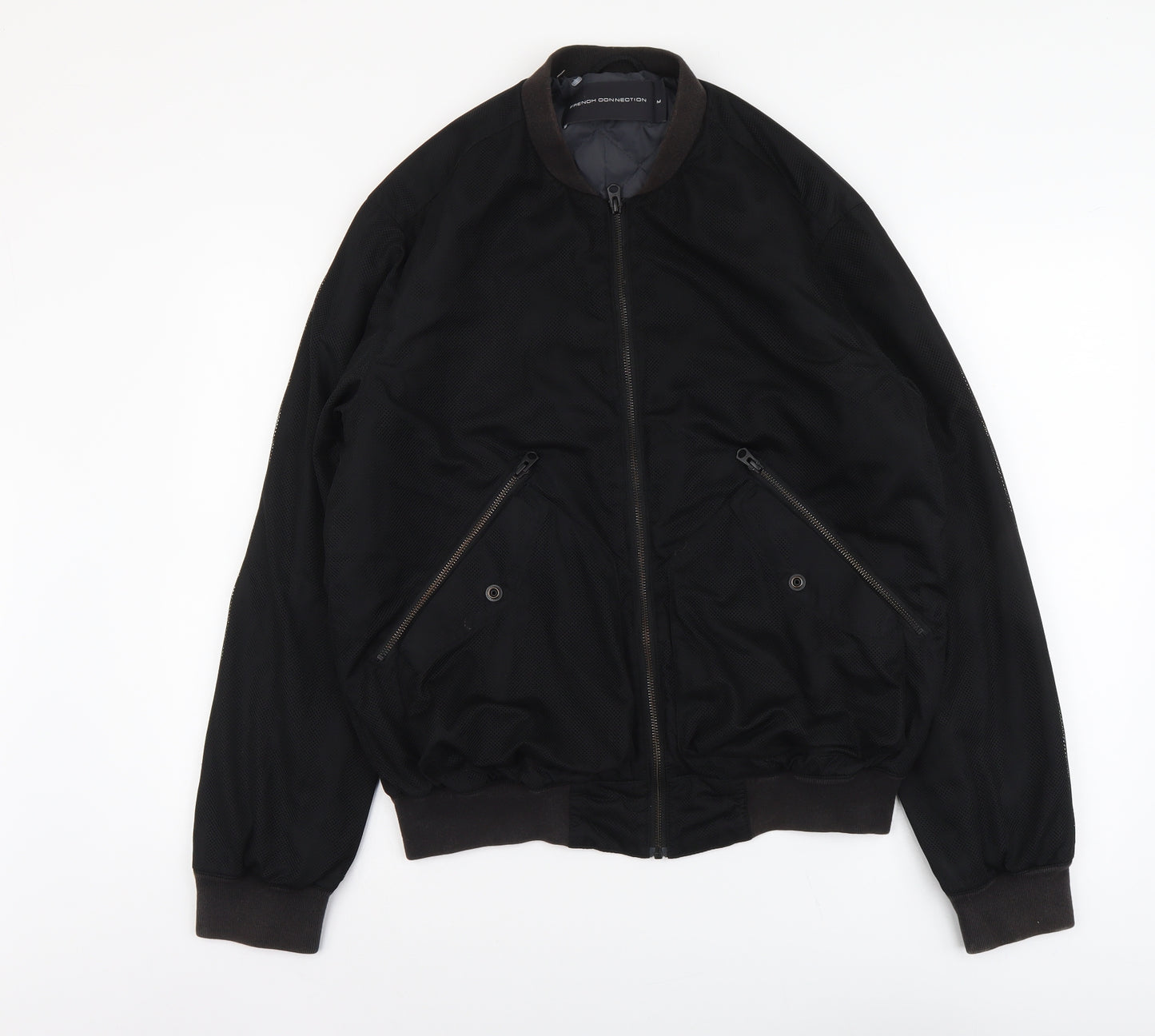 French Connection Mens Black Jacket Size M Zip