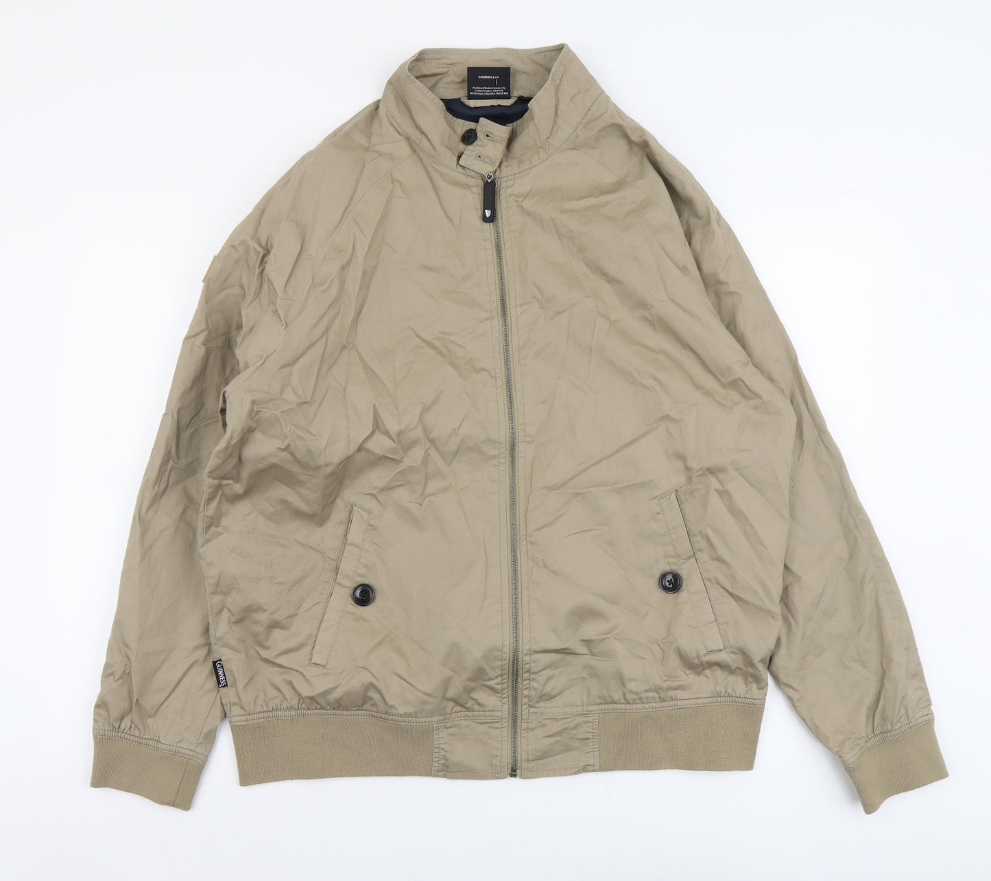 Guinness Mens Beige Bomber Jacket Jacket Size L Zip