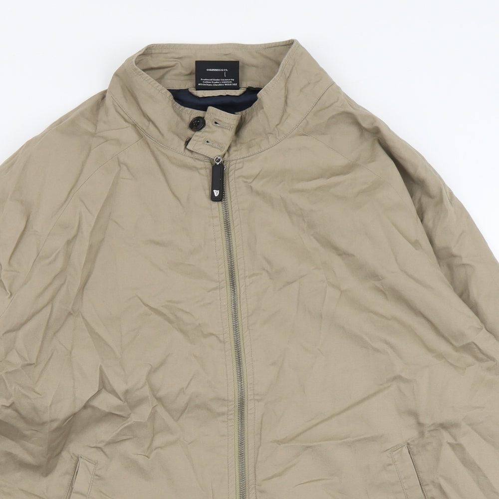 Guinness Mens Beige Bomber Jacket Jacket Size L Zip