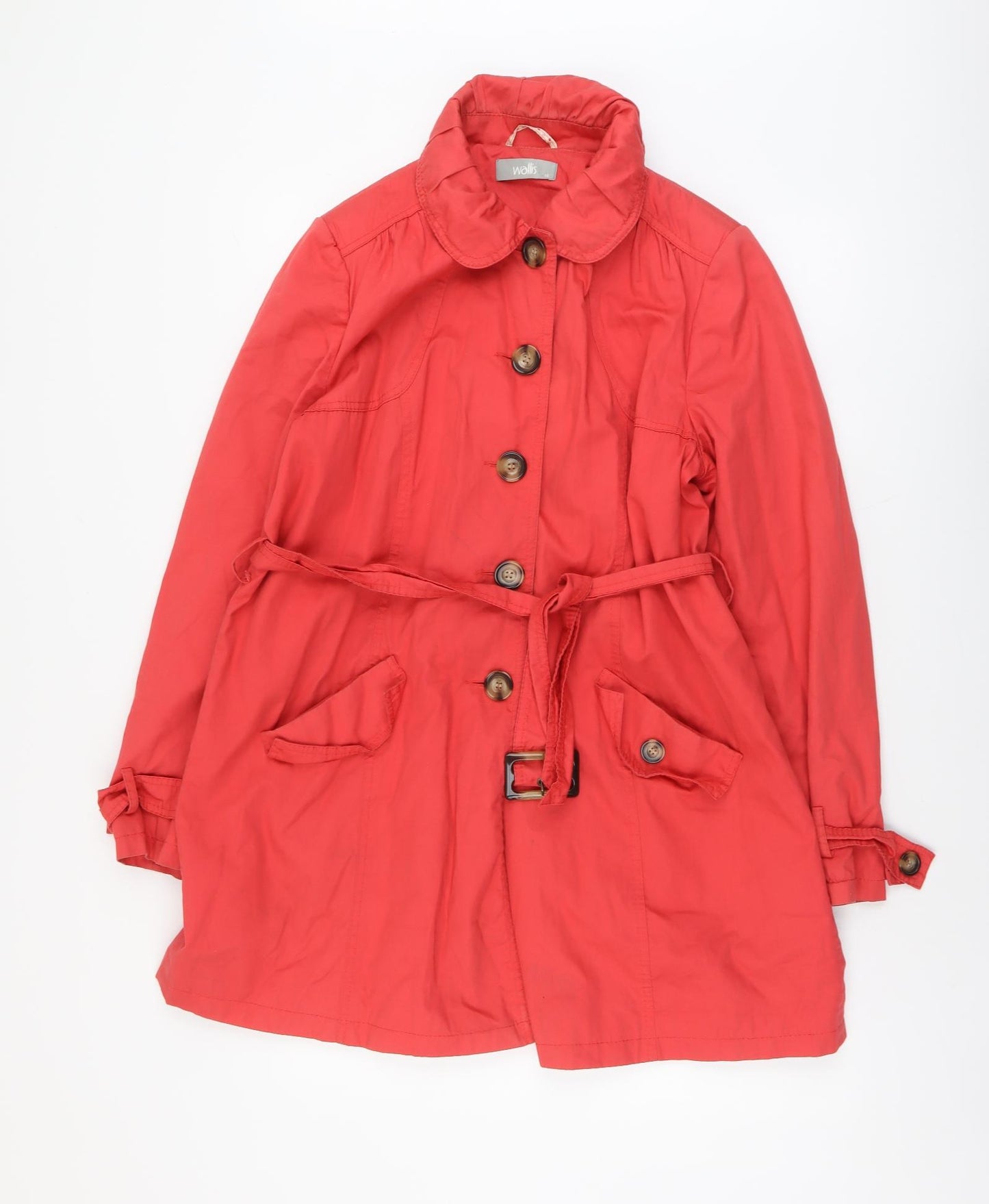 Wallis Womens Red Overcoat Coat Size 16 Button