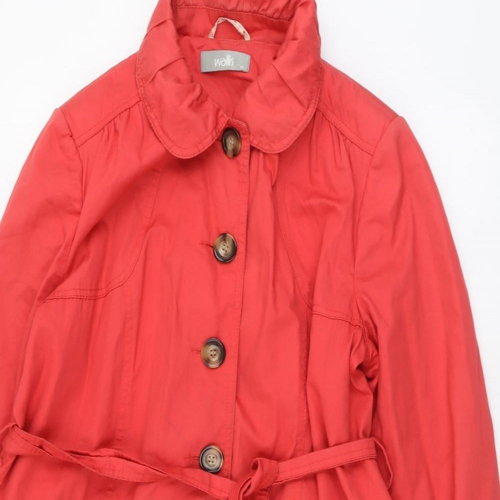 Wallis Womens Red Overcoat Coat Size 16 Button