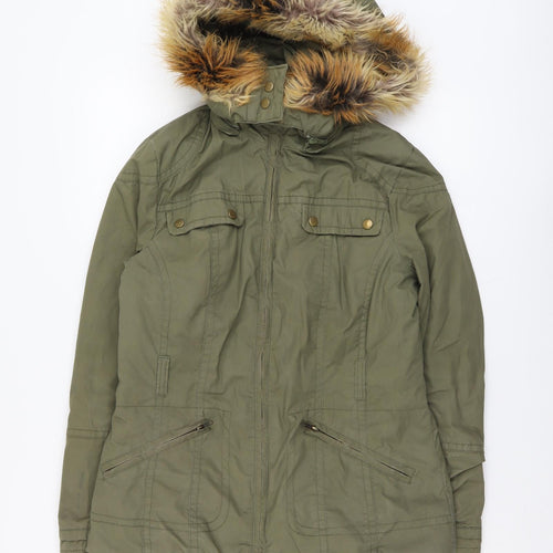 H&M Womens Green Parka Jacket Size M Zip