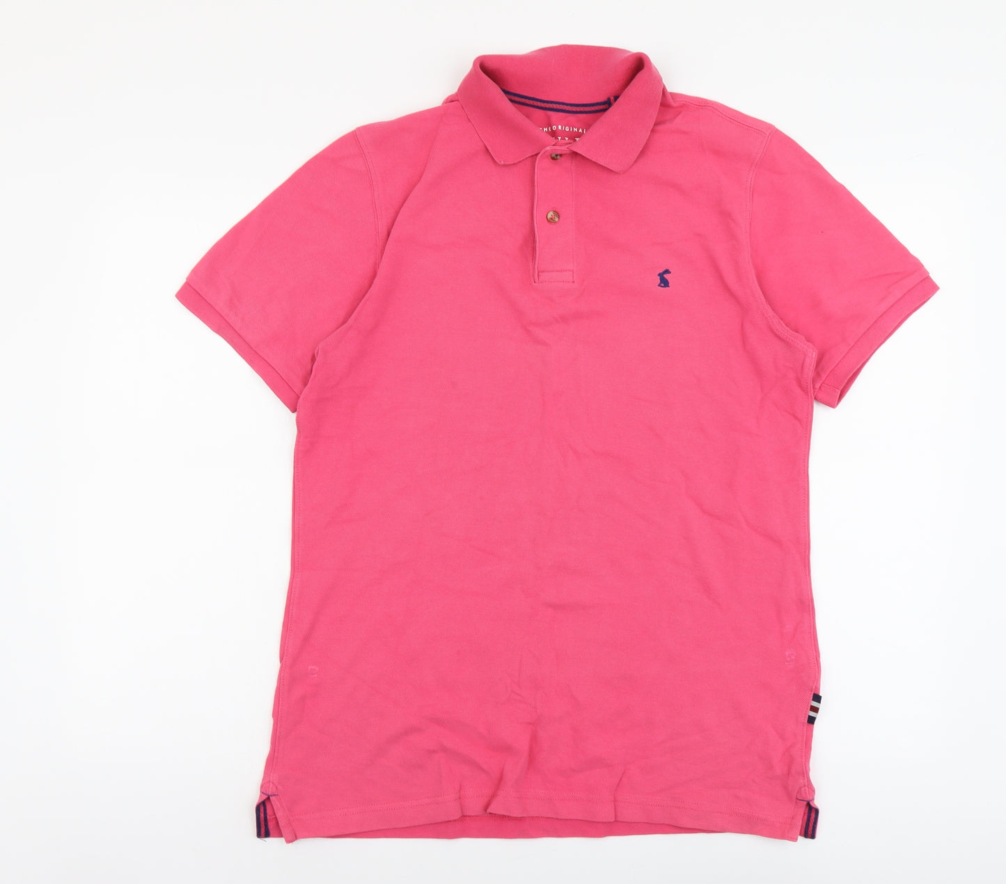 Joules Mens Pink Cotton Polo Size M Collared Button