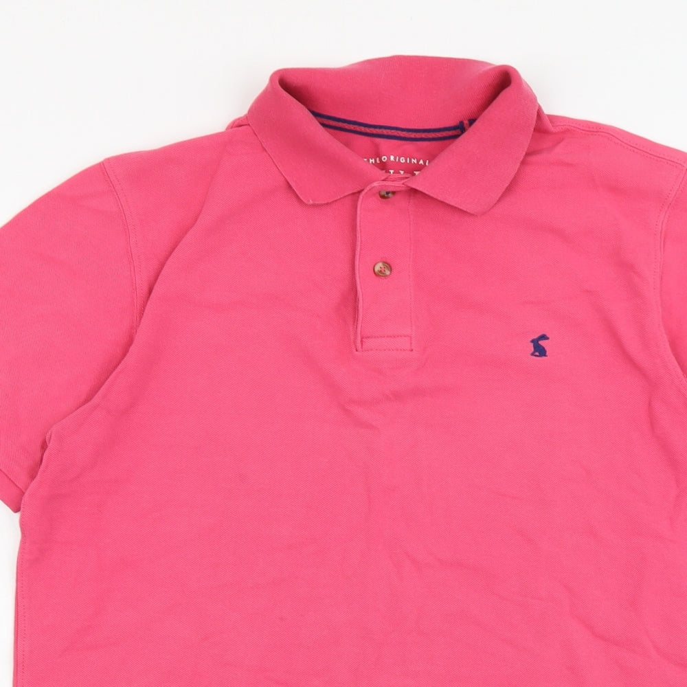 Joules Mens Pink Cotton Polo Size M Collared Button