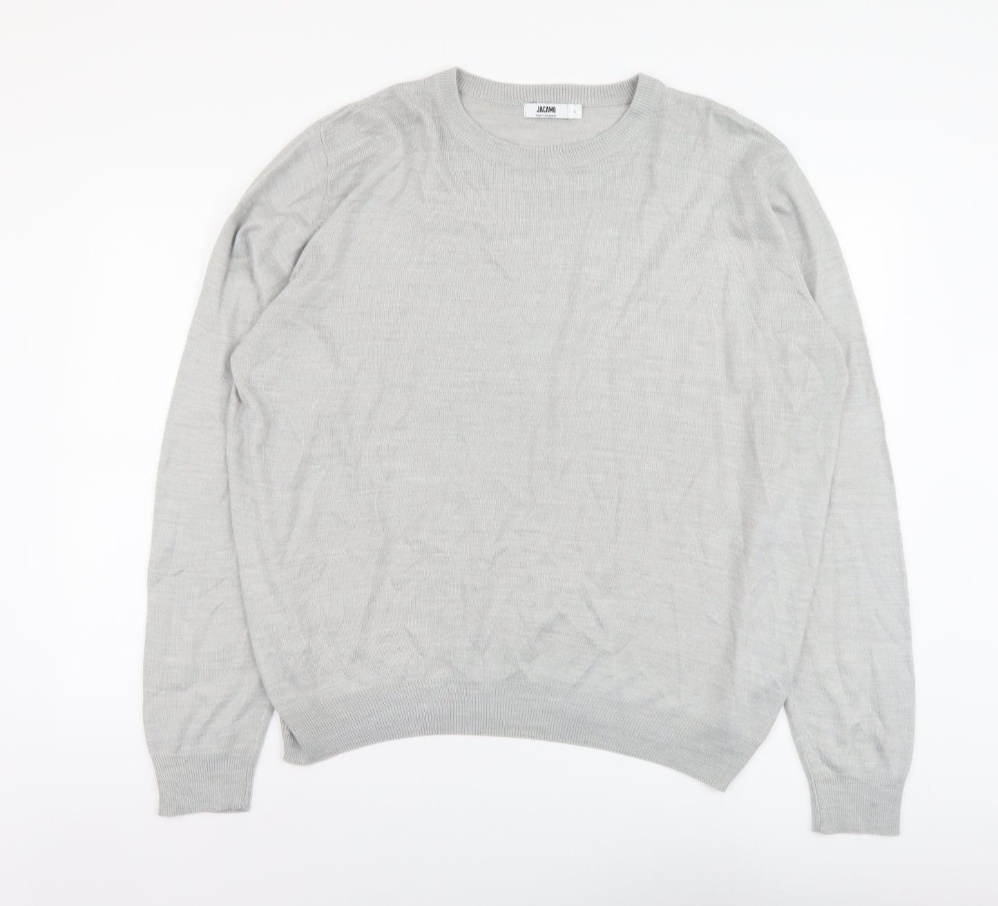 Jacamo Mens Grey Round Neck Acrylic Pullover Jumper Size L