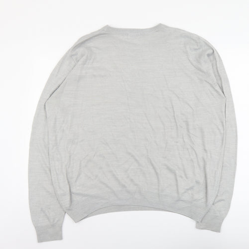 Jacamo Mens Grey Round Neck Acrylic Pullover Jumper Size L