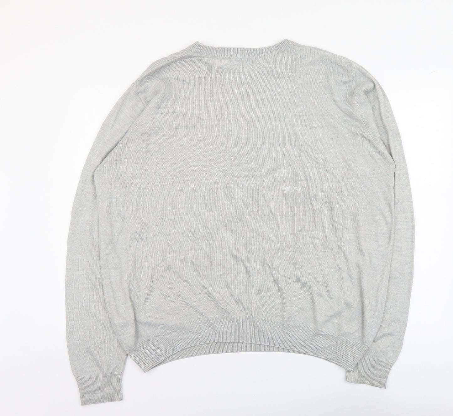 Jacamo Mens Grey Round Neck Acrylic Pullover Jumper Size L
