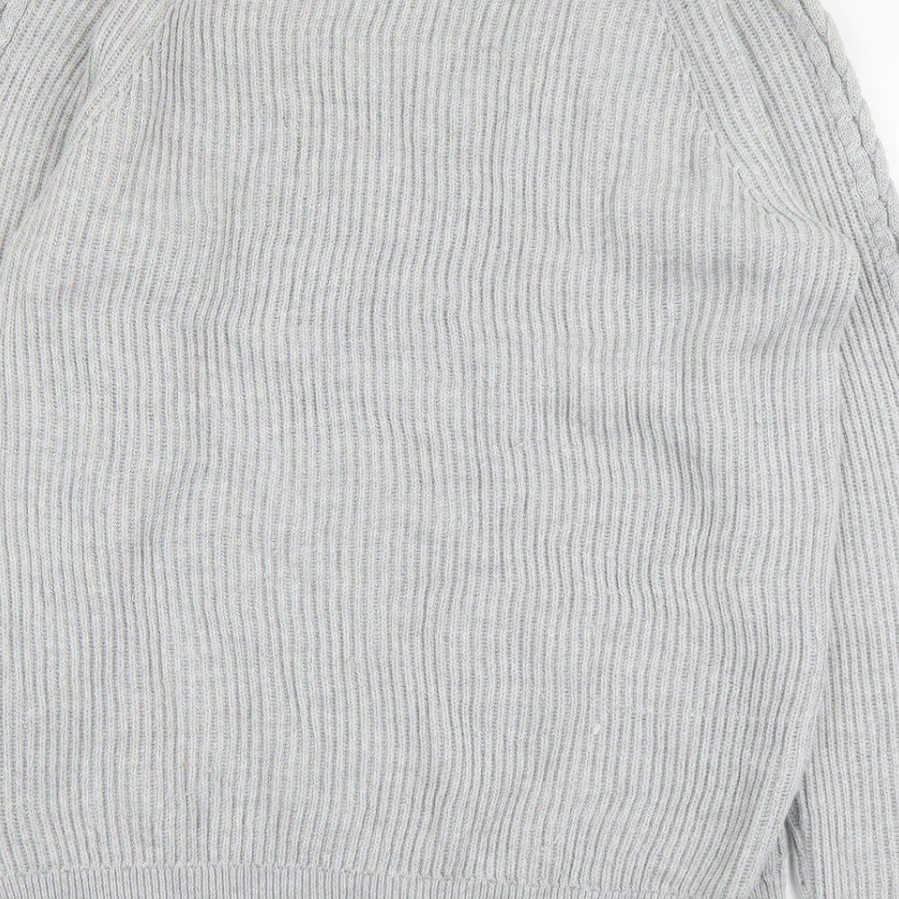 Easy Mens Grey Round Neck Acrylic Pullover Jumper Size L