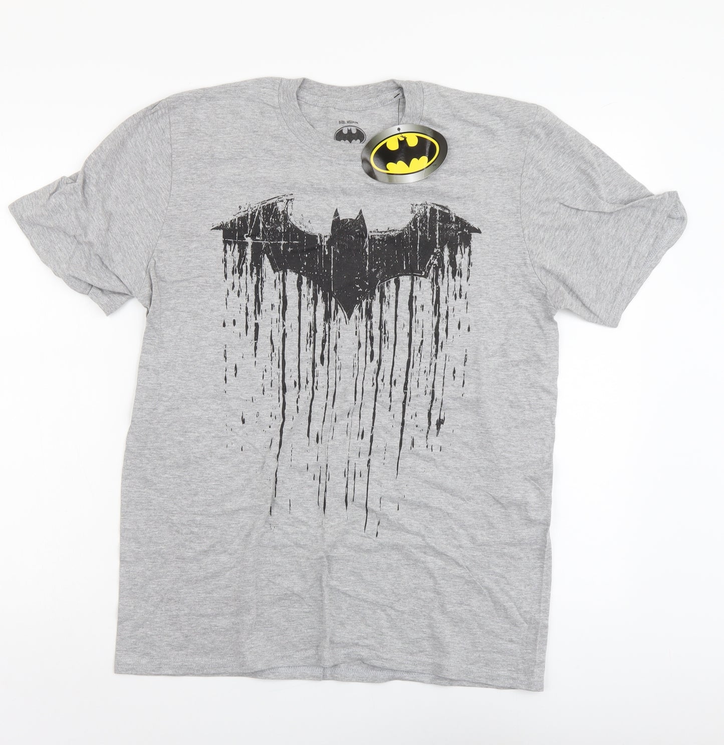 Batman Mens Grey Cotton T-Shirt Size M Round Neck