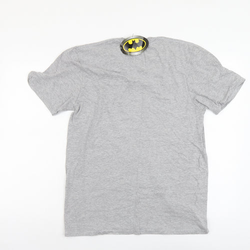 Batman Mens Grey Cotton T-Shirt Size M Round Neck