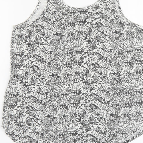 Atmosphere Womens Black Geometric Cotton Basic Tank Size 12 Round Neck