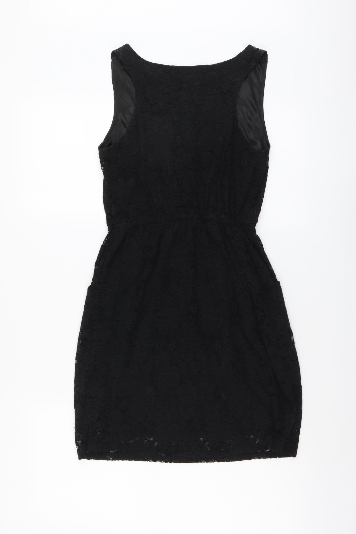 Uttam London Womens Black Geometric Polyester A-Line Size 8 Scoop Neck Pullover