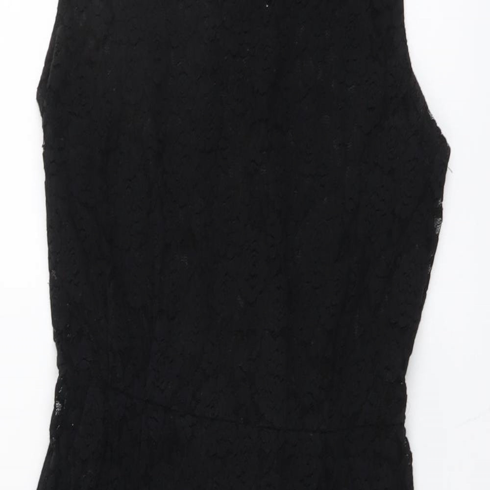 Uttam London Womens Black Geometric Polyester A-Line Size 8 Scoop Neck Pullover