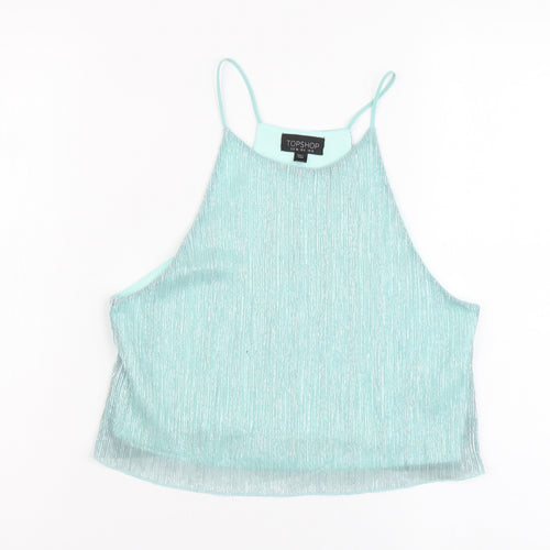 Topshop Womens Green Polyester Camisole Blouse Size 10 Scoop Neck