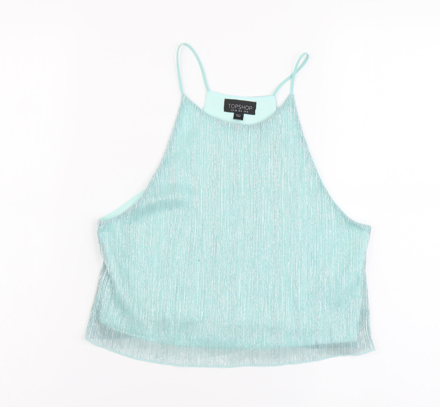 Topshop Womens Green Polyester Camisole Blouse Size 10 Scoop Neck