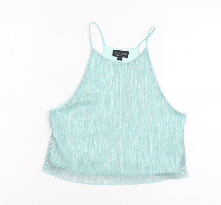 Topshop Womens Green Polyester Camisole Blouse Size 10 Scoop Neck