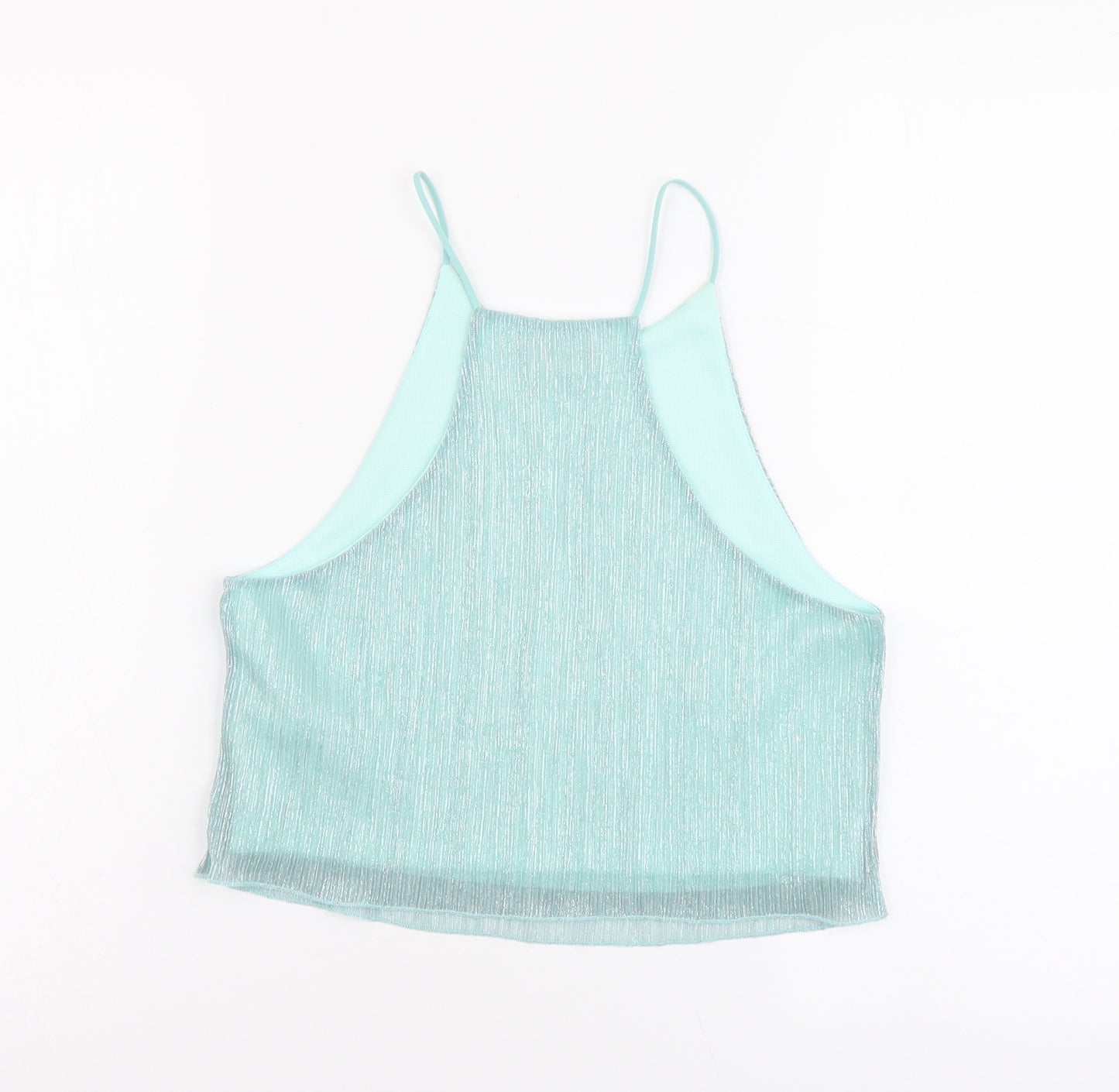 Topshop Womens Green Polyester Camisole Blouse Size 10 Scoop Neck