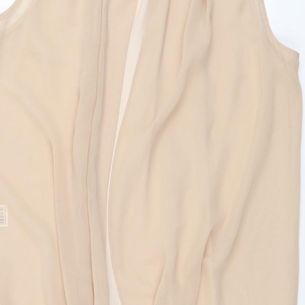 River Island Womens Beige Polyester Basic Blouse Size 12 Round Neck