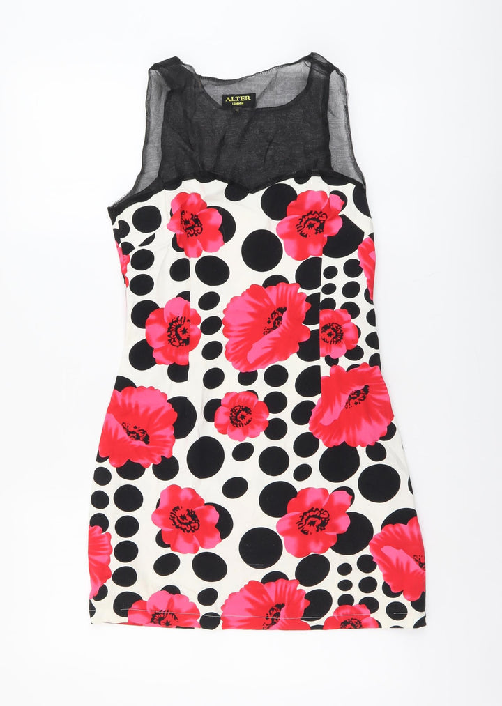 Alter London Womens Multicoloured Polka Dot Polyester Mini Size 10 Round Neck Pullover - Flower Pattern