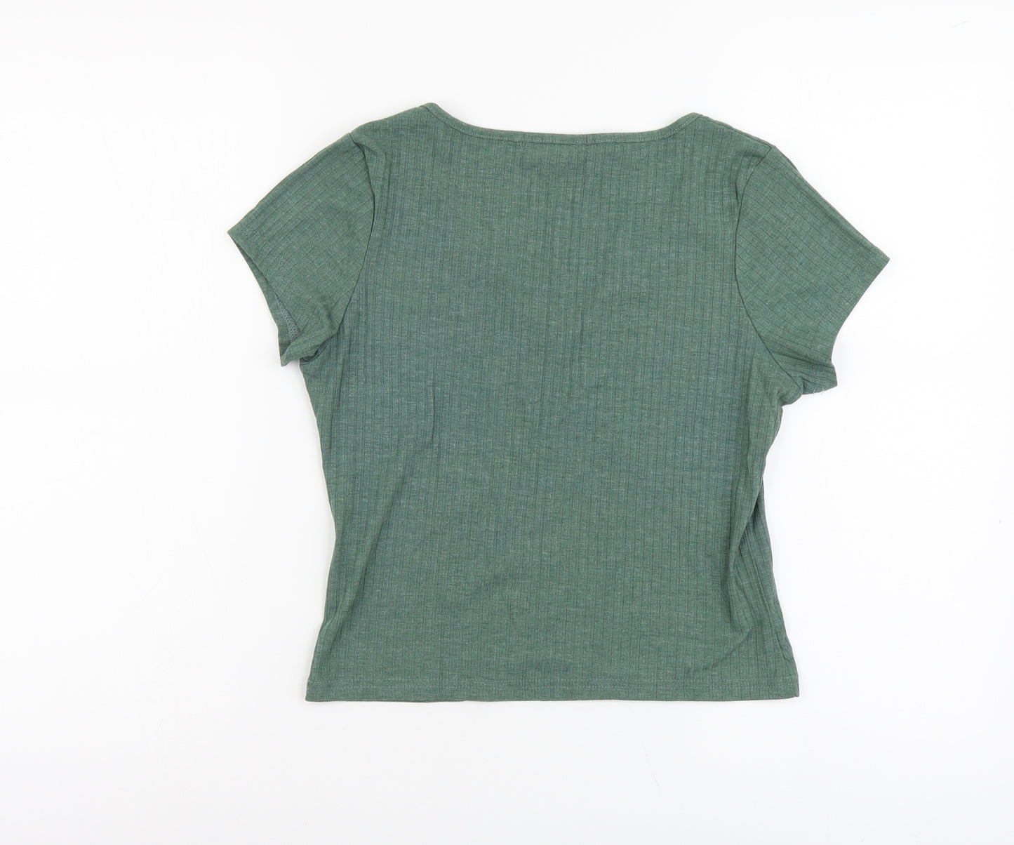 Primark Womens Green Polyester Basic T-Shirt Size S V-Neck