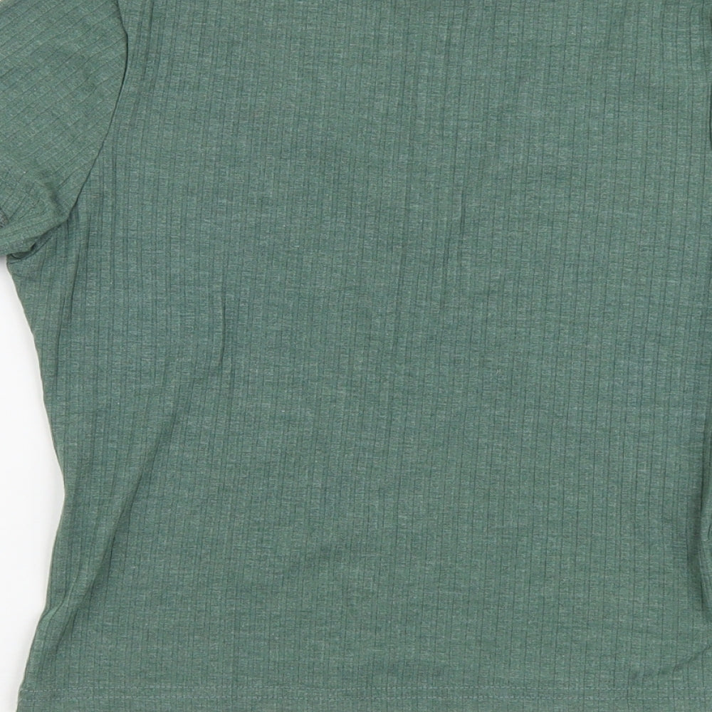 Primark Womens Green Polyester Basic T-Shirt Size S V-Neck