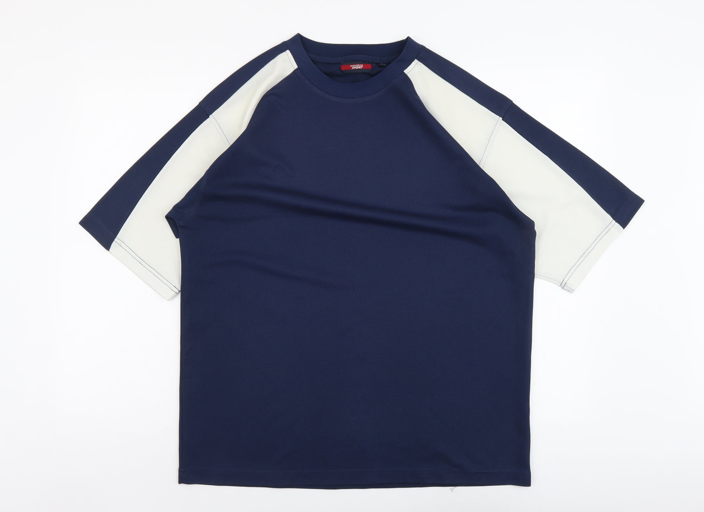 Jeans&Co Mens Blue Polyester Basic T-Shirt Size XL Round Neck Pullover