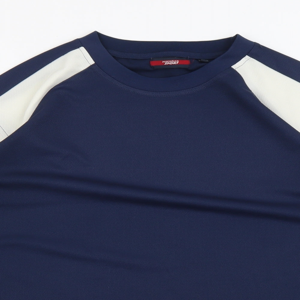 Jeans&Co Mens Blue Polyester Basic T-Shirt Size XL Round Neck Pullover