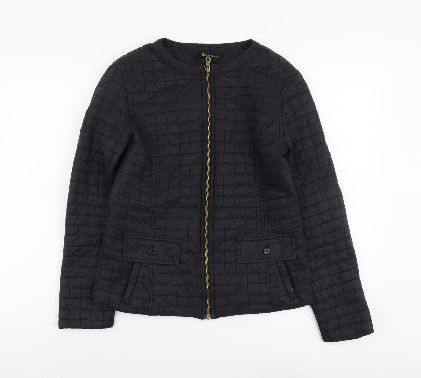 Incorporate Wear Womens Black Quilted Jacket Size S Zip