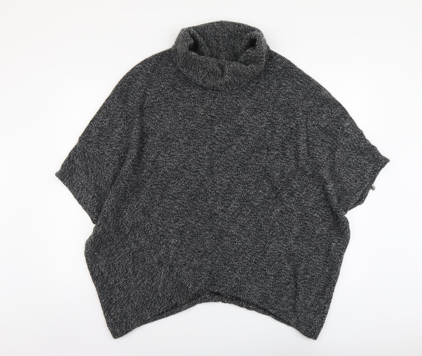 Luca Vanucci Womens Grey Roll Neck Acrylic Pullover Jumper One Size - Poncho