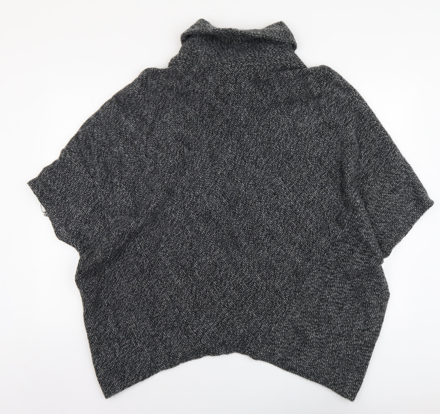 Luca Vanucci Womens Grey Roll Neck Acrylic Pullover Jumper One Size - Poncho