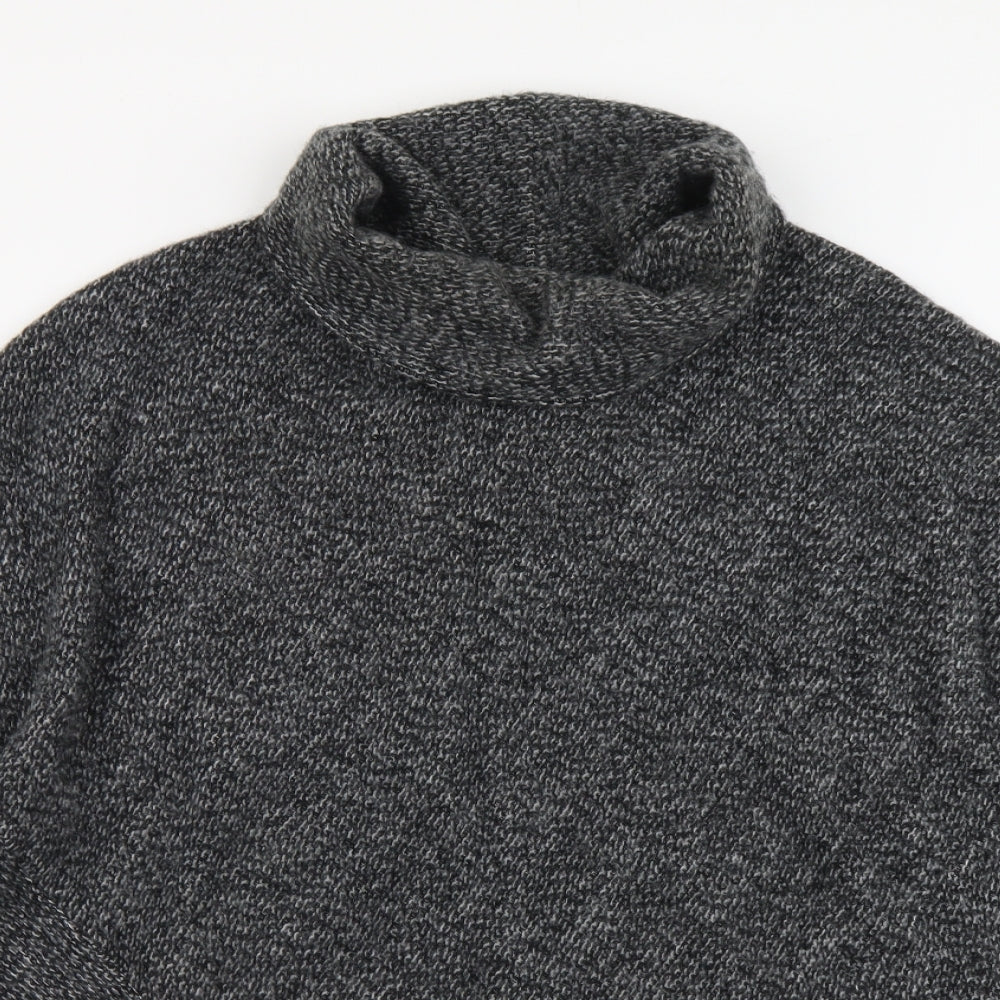 Luca Vanucci Womens Grey Roll Neck Acrylic Pullover Jumper One Size - Poncho