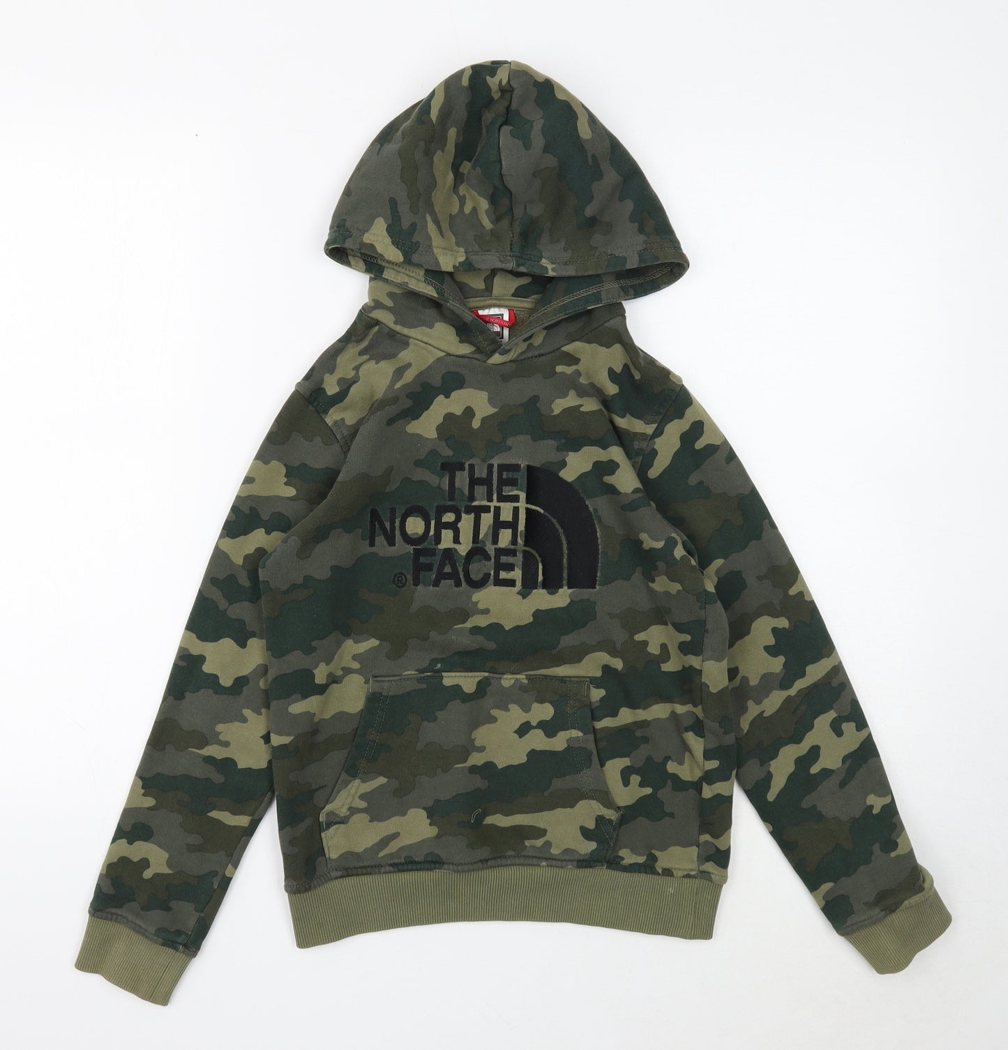 The North Face Boys Green Camouflage Cotton Pullover Hoodie Size M Pullover