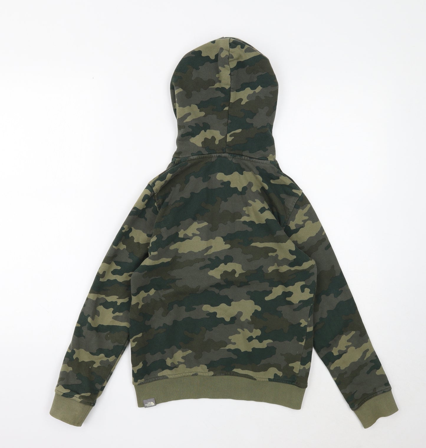 The North Face Boys Green Camouflage Cotton Pullover Hoodie Size M Pullover
