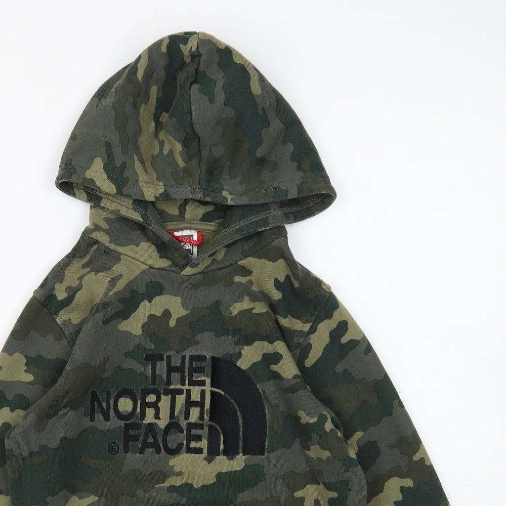 The North Face Boys Green Camouflage Cotton Pullover Hoodie Size M Pullover
