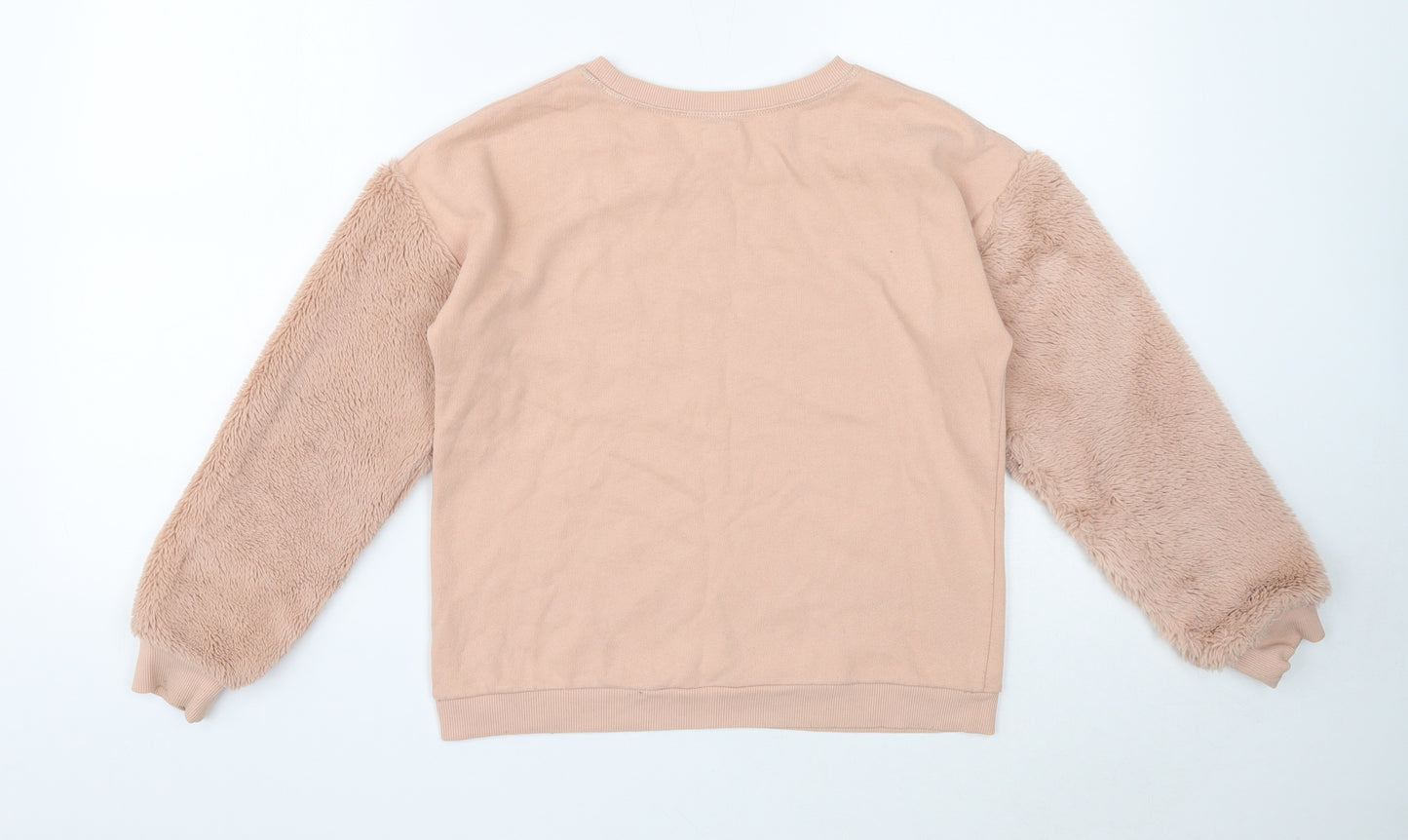 River Island Girls Pink Cotton Pullover Sweatshirt Size 11-12 Years Pullover - Be Unique