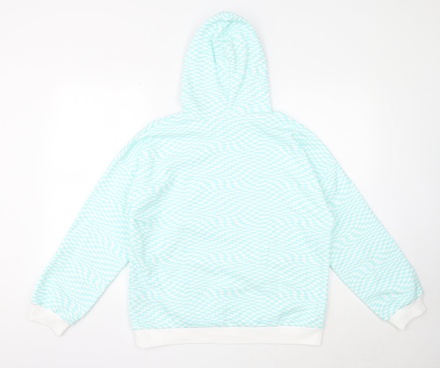Marks and Spencer Girls Blue Geometric Cotton Pullover Hoodie Size 15-16 Years Pullover