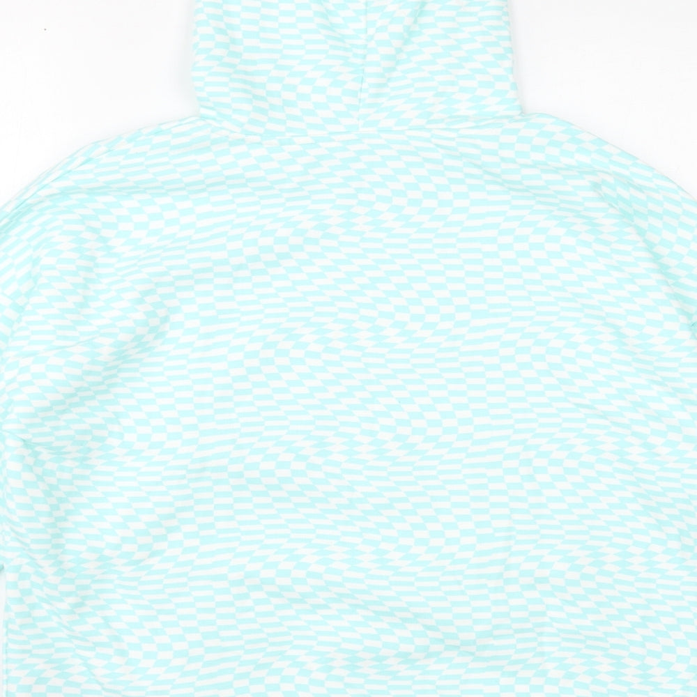 Marks and Spencer Girls Blue Geometric Cotton Pullover Hoodie Size 15-16 Years Pullover