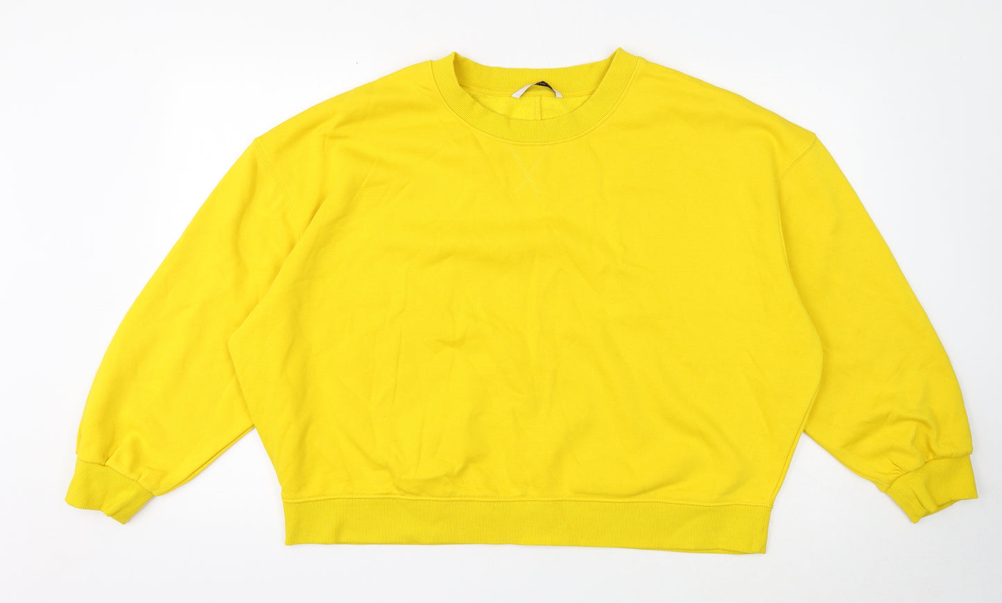 TU Womens Yellow Cotton Pullover Sweatshirt Size L Pullover