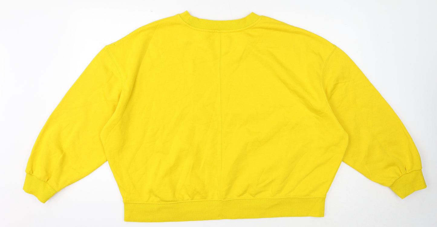 TU Womens Yellow Cotton Pullover Sweatshirt Size L Pullover