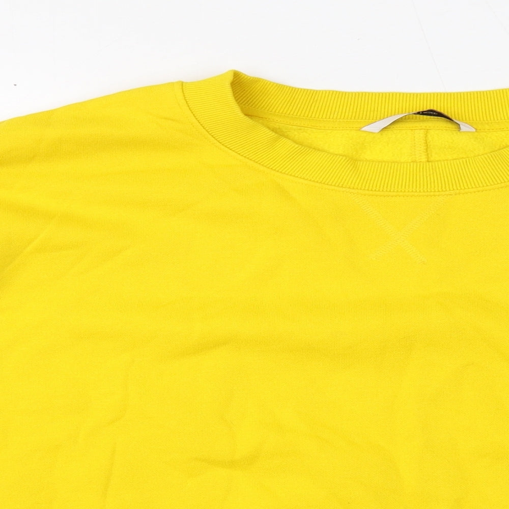 TU Womens Yellow Cotton Pullover Sweatshirt Size L Pullover