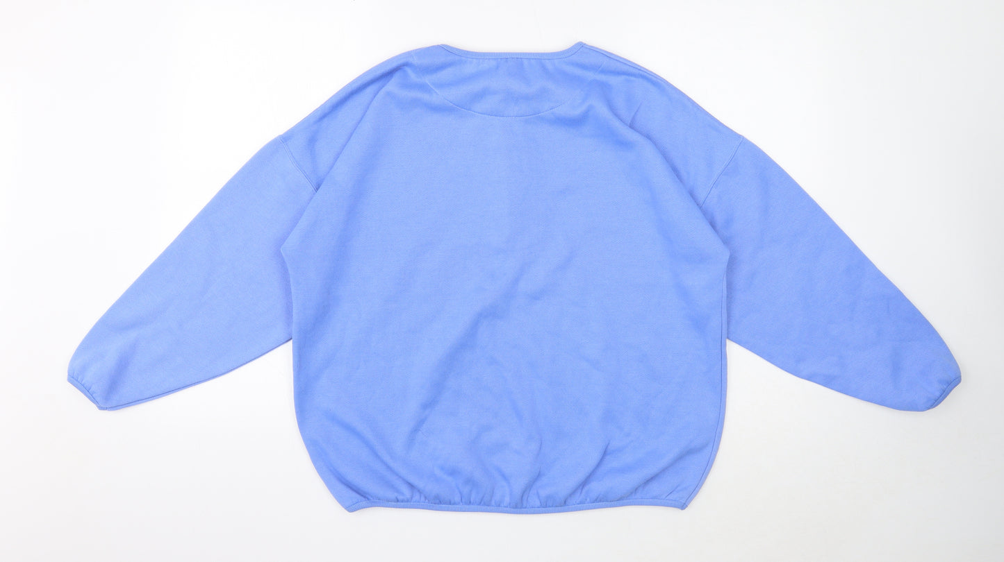 Chase Womens Blue Polyester Pullover Sweatshirt Size 14 Button