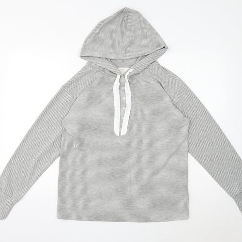 NEXT Womens Grey Striped Polyester Pullover Hoodie Size S Button