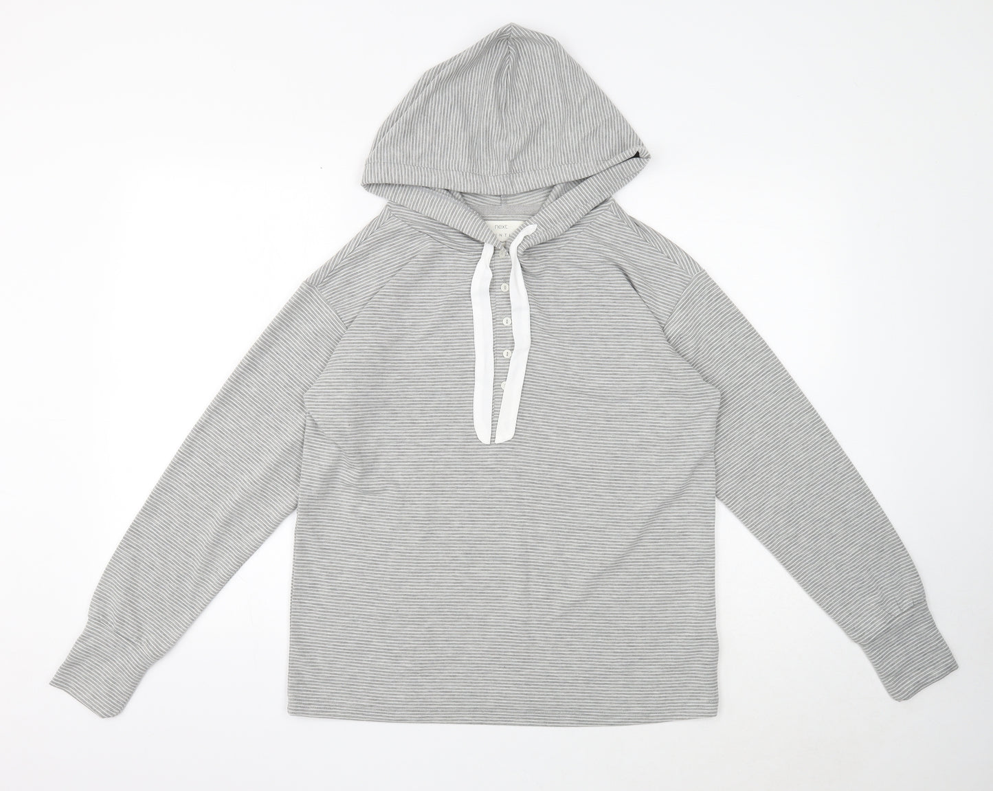 NEXT Womens Grey Striped Polyester Pullover Hoodie Size S Button