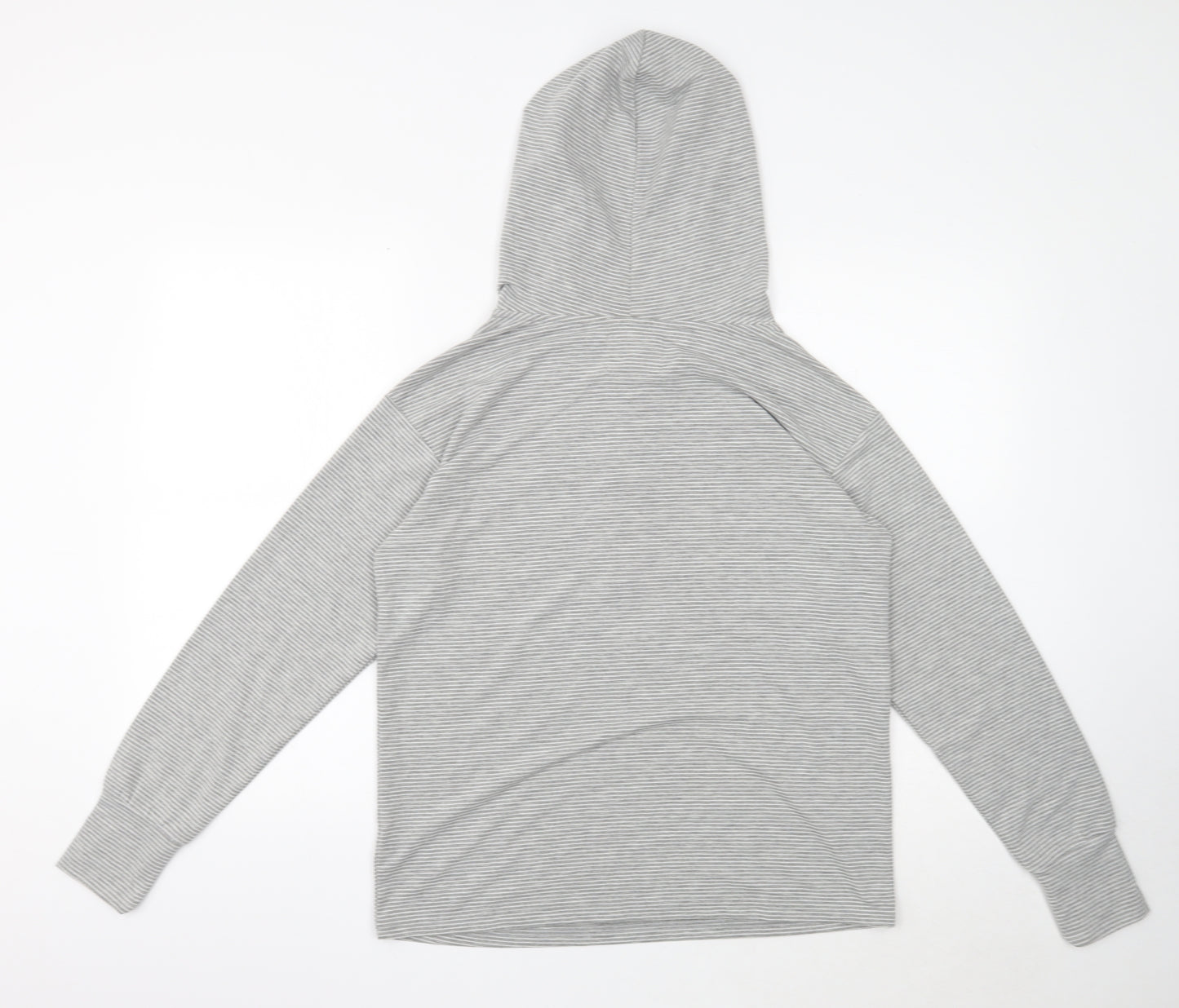 NEXT Womens Grey Striped Polyester Pullover Hoodie Size S Button