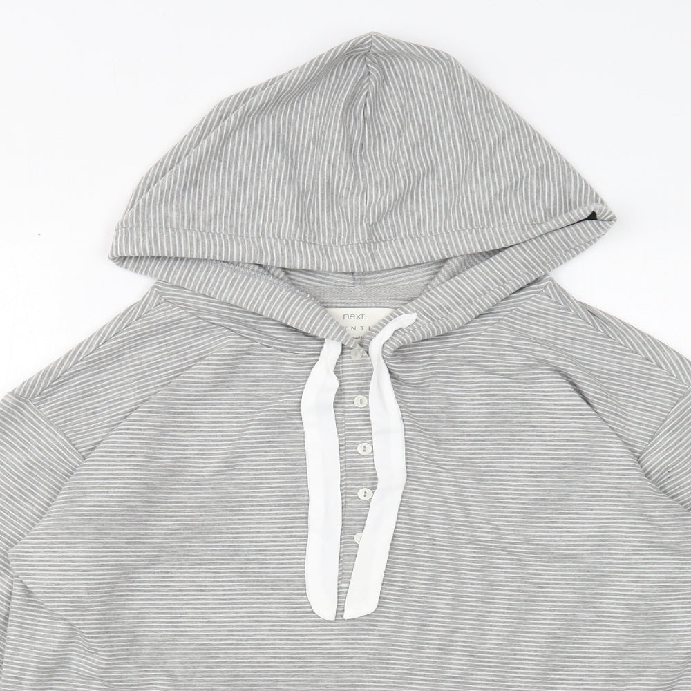 NEXT Womens Grey Striped Polyester Pullover Hoodie Size S Button