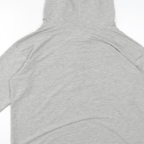 NEXT Womens Grey Striped Polyester Pullover Hoodie Size S Button