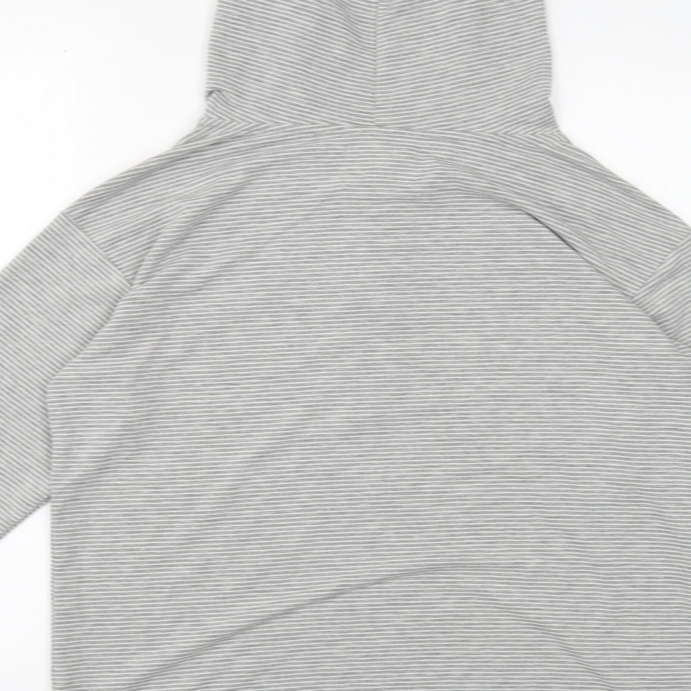 NEXT Womens Grey Striped Polyester Pullover Hoodie Size S Button