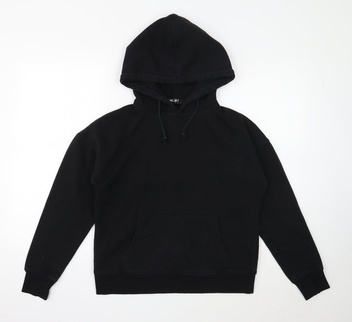 Missguided Womens Black Cotton Pullover Hoodie Size 8 Pullover