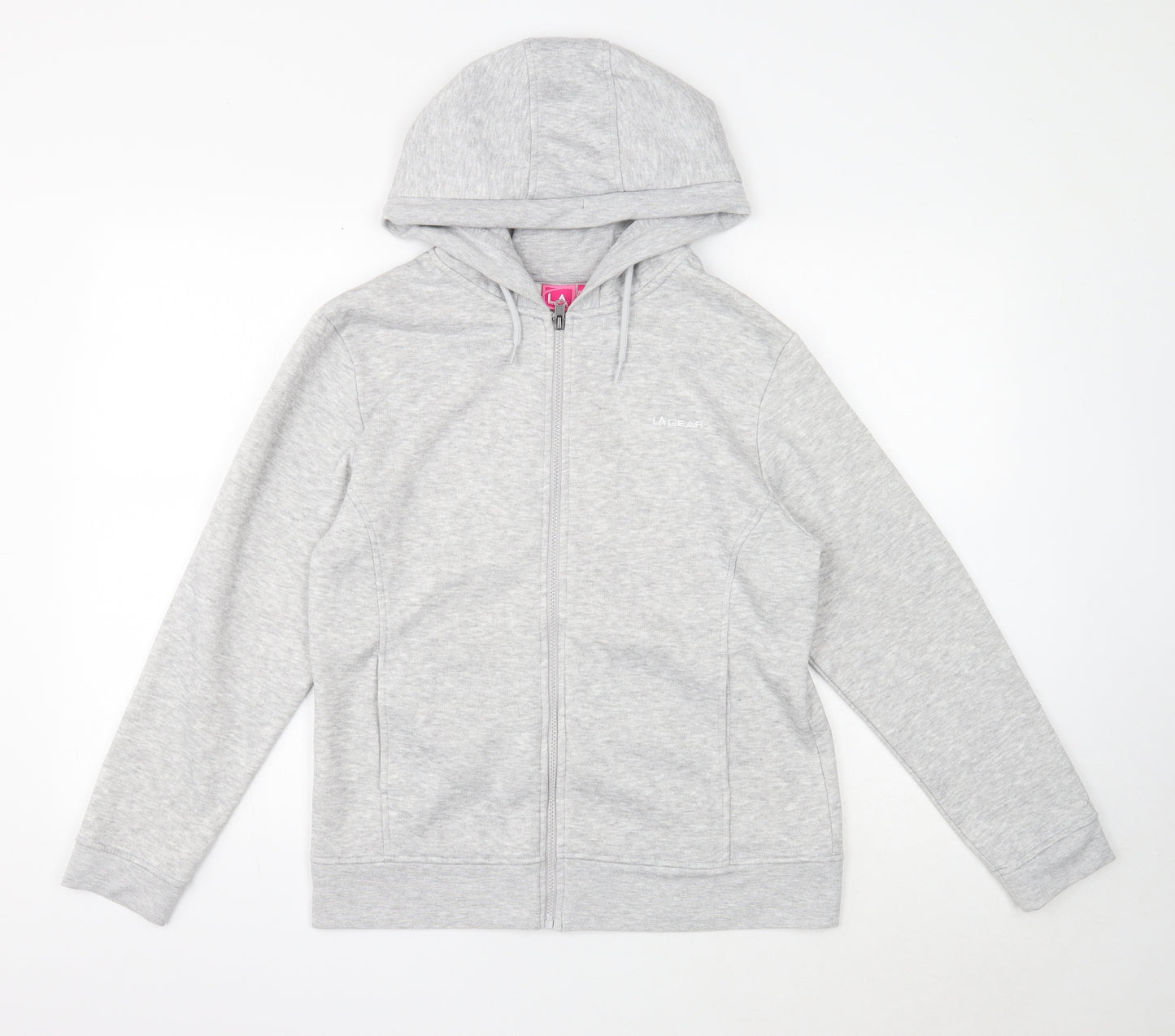 LA Gear Womens Grey Cotton Full Zip Hoodie Size 14 Pullover