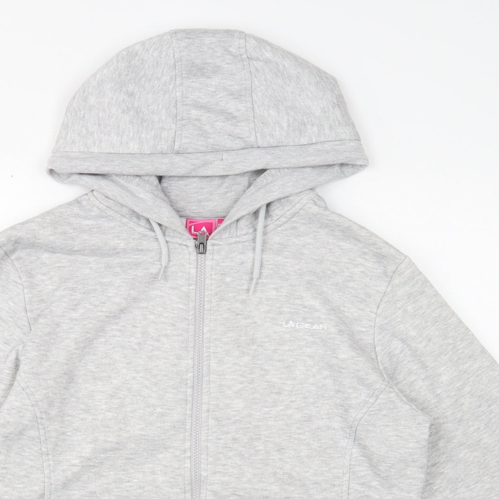 LA Gear Womens Grey Cotton Full Zip Hoodie Size 14 Pullover
